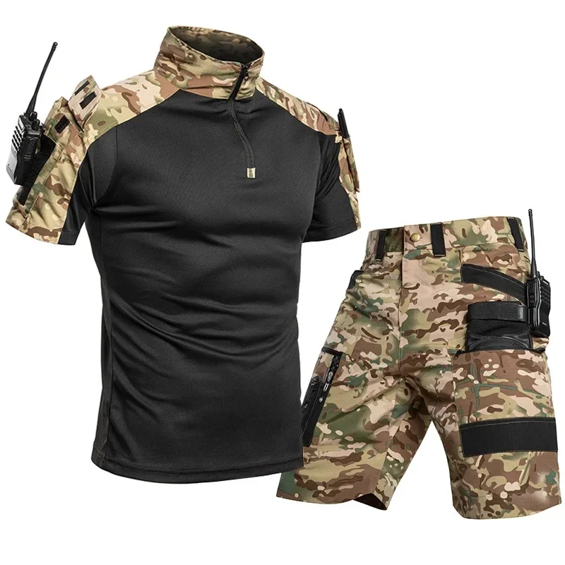 New Tactical Outdoor Shorts Frog Suit Set for Men, Lightweight Stretchy Casual Capris with Multiple Pockets and Multifunctional