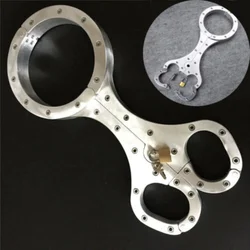 Aluminium Alloy Bondage Pillory Cangue Neck Collar Handcuffs Wrist Restraint Slave with Lock Bondage Shackle Sex Toys for Couple