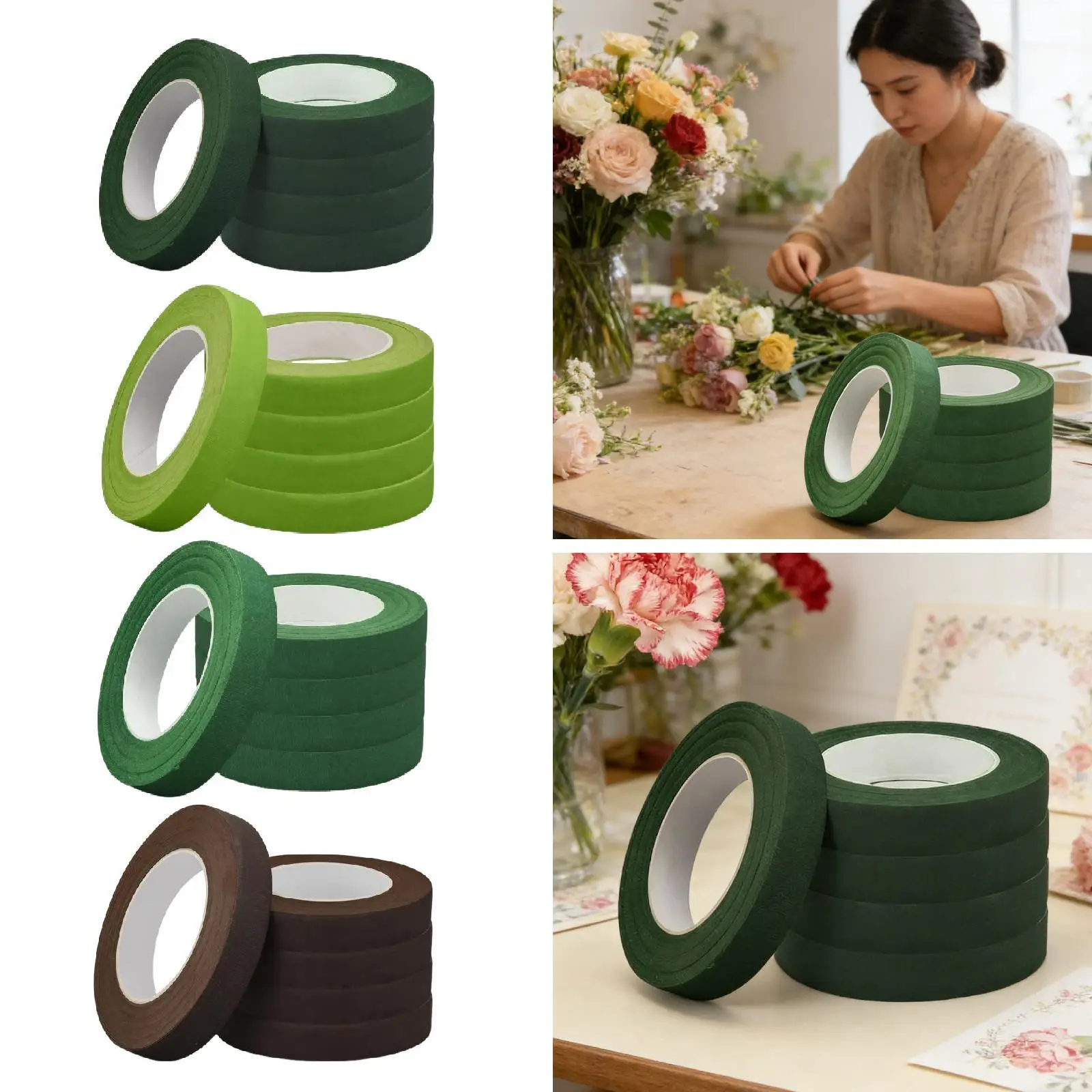 

5 Roll Floral Tape Soft Rubber Easy Use Accessories Flower Arrangement Stem Wrap for Craft Wedding Bouquet