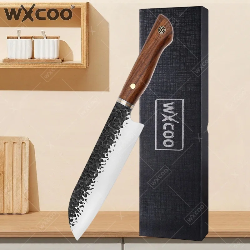 WXCOO Hand Forged Japanese Chef Knives Kitchen Santoku Cleaver Knife Stainless Steel Vegetable Fruit Slicing Kitchen Supplies