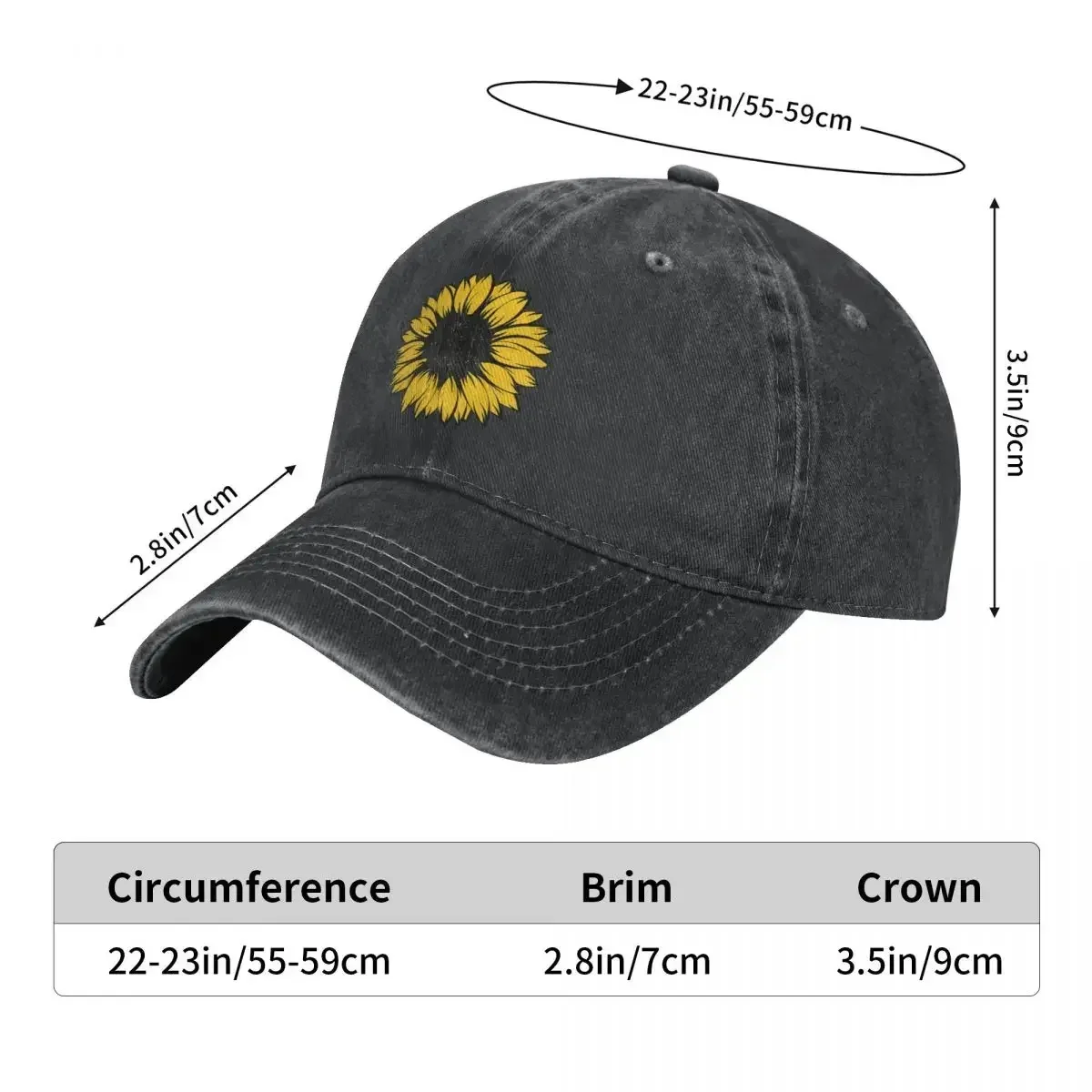 Cute Yellow Sunflower Bucket Hat Baseball Caps Fashion Washed  Hat Outdoor Adjustable Casquette Hip Hop Baseball Cowboy Hat