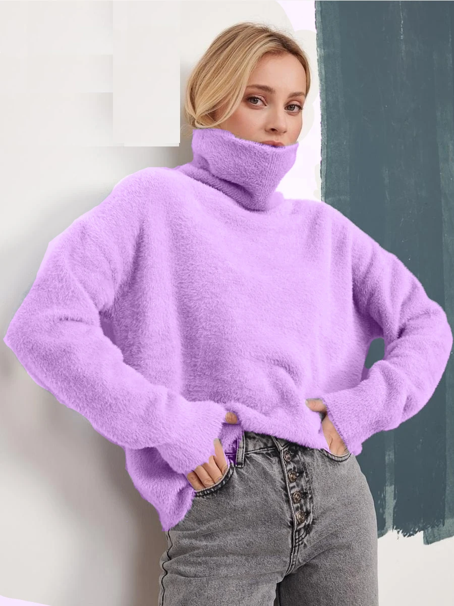 

Hirsionsan Soft Thick Sweater Women Winter Elegant Turtle Neck Ladies Pullovers Chic Warm Casual Jumper Female Knitted Tops 2023