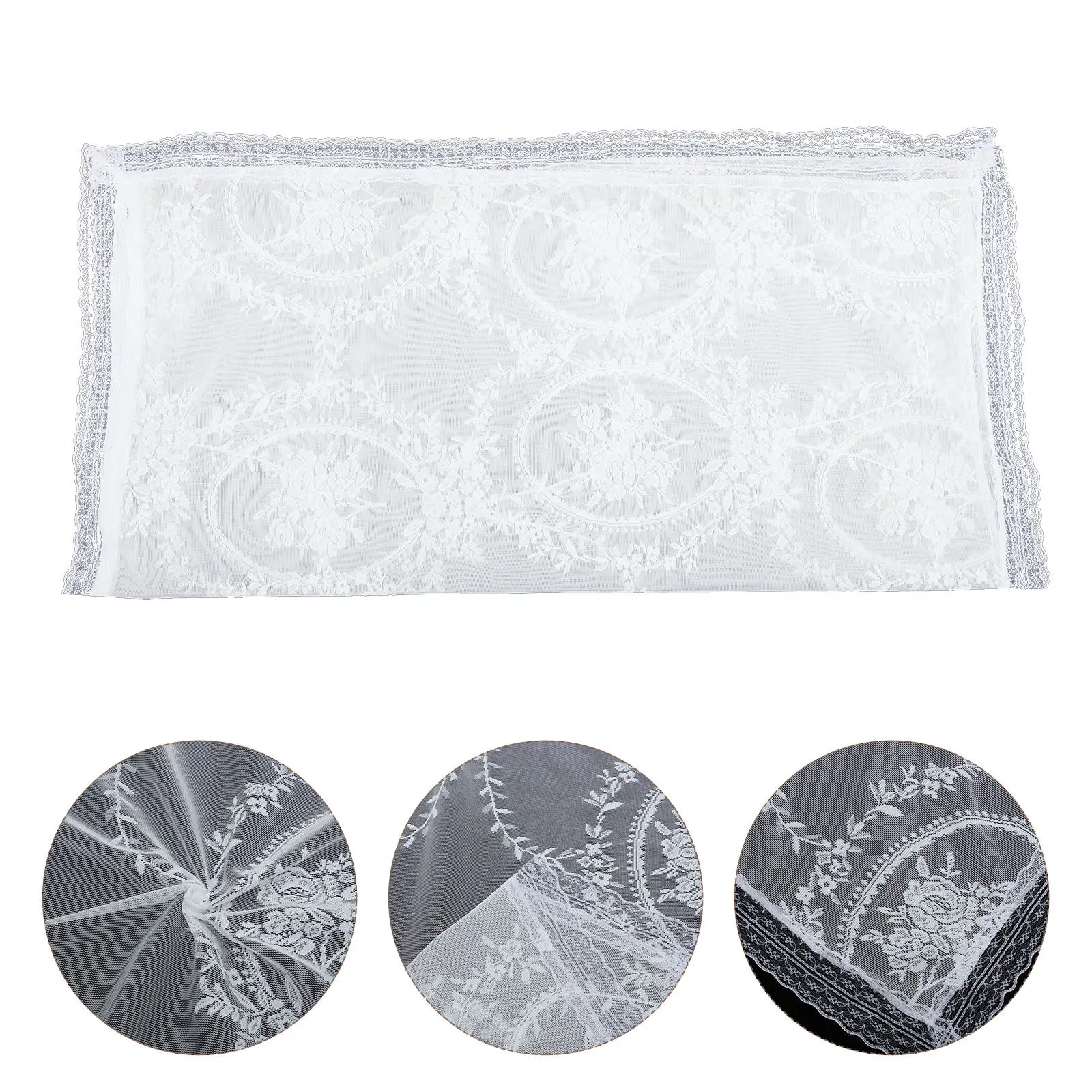 

60 Inch Round Lace Tablecloth Elegant Delicate Workmanship Reusable Outdoor Picnic Table Cover for Dining Tea Coffee Corner