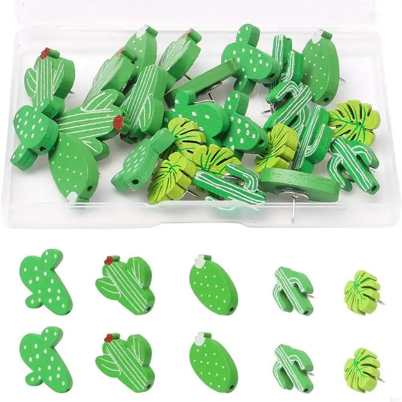 W89C 30 Pcs Lovely Thumb Tacks ThumbNails Cactus for Palm Leaf PushPins Decorative for Photos Wall Maps Bulletin Board Corkbo