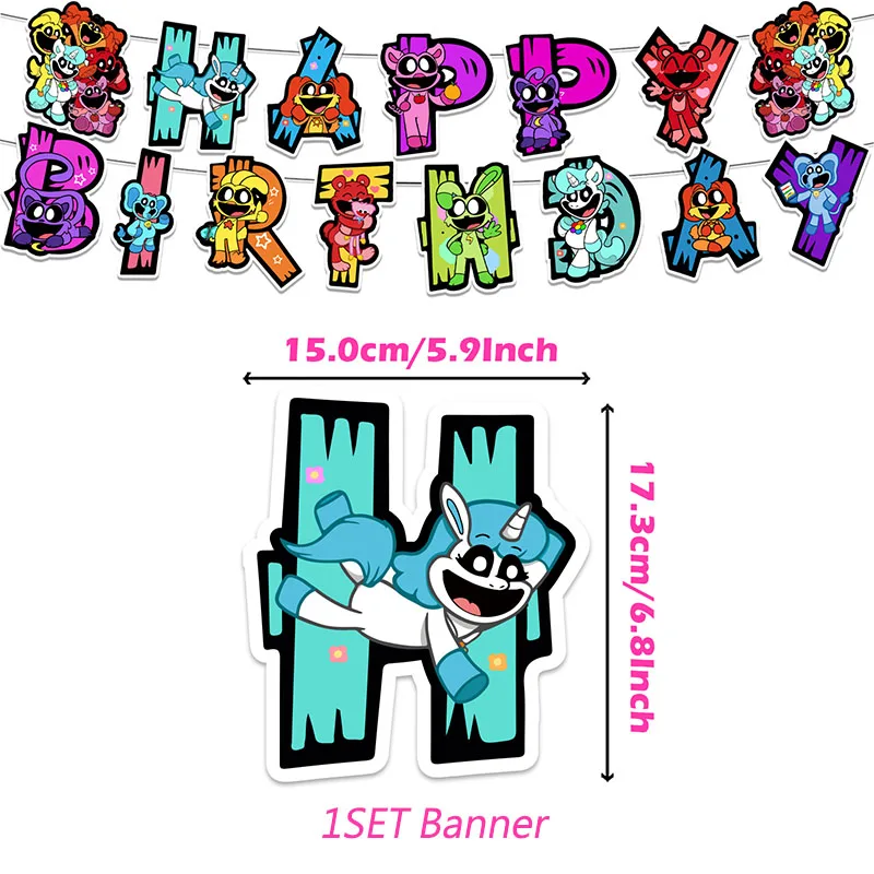 Neue lächelnde Tiere Geburtstags feier Dekorationen DIY Cartoon Thema Party liefert Banner Ballon Kuchen Topper Kinder Geburtstags geschenk