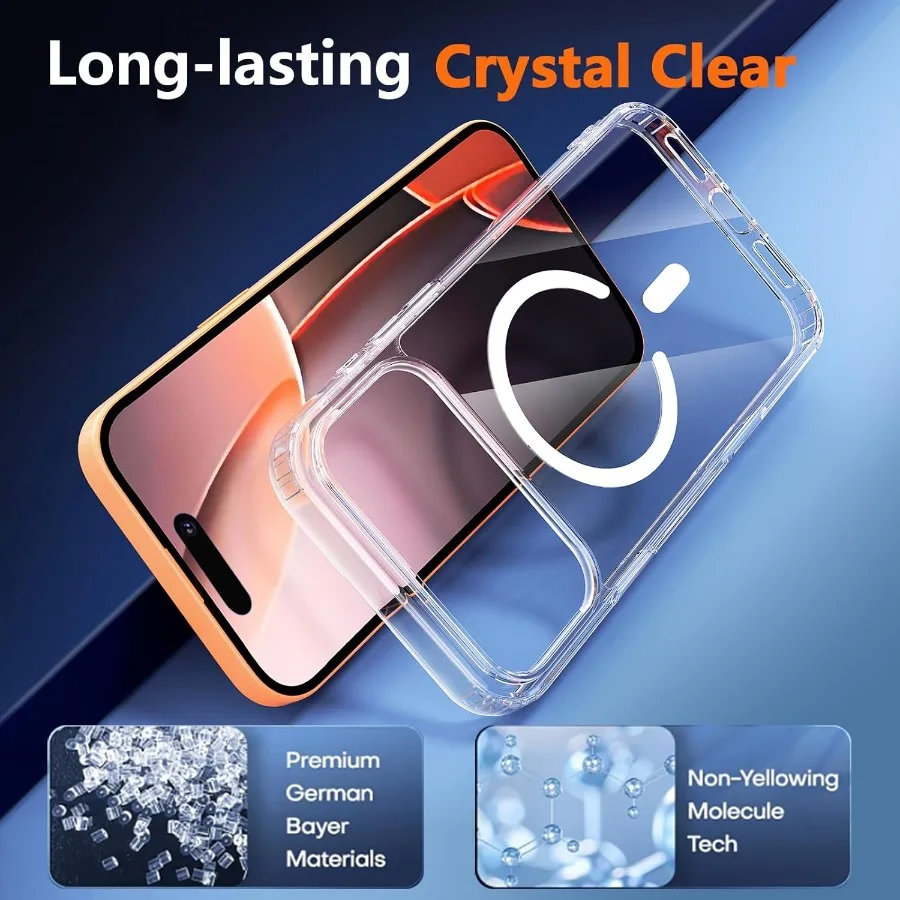 حافظة هاتف مغناطيسية شفافة مقاومة للصدمات مع واقي شاشة للخصوصية لهاتف iPhone 17 Pro 5G 6.3 متوافق مع MagSafe Non-Y