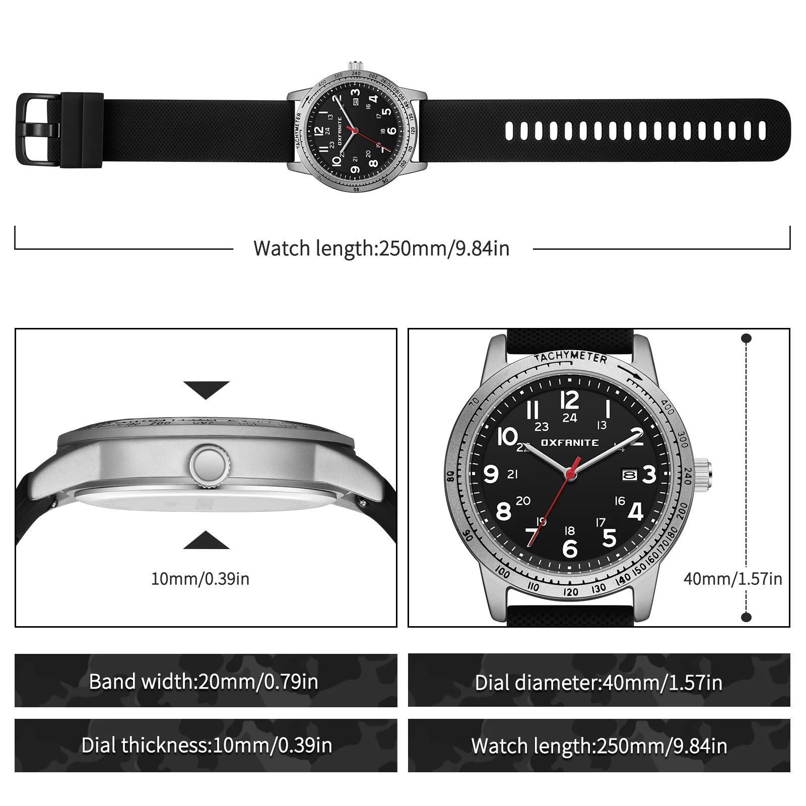 Top  design classic military  field watch for men, quartz  movement, calendar, water-resistant, 24-hour  format, silicone strap.