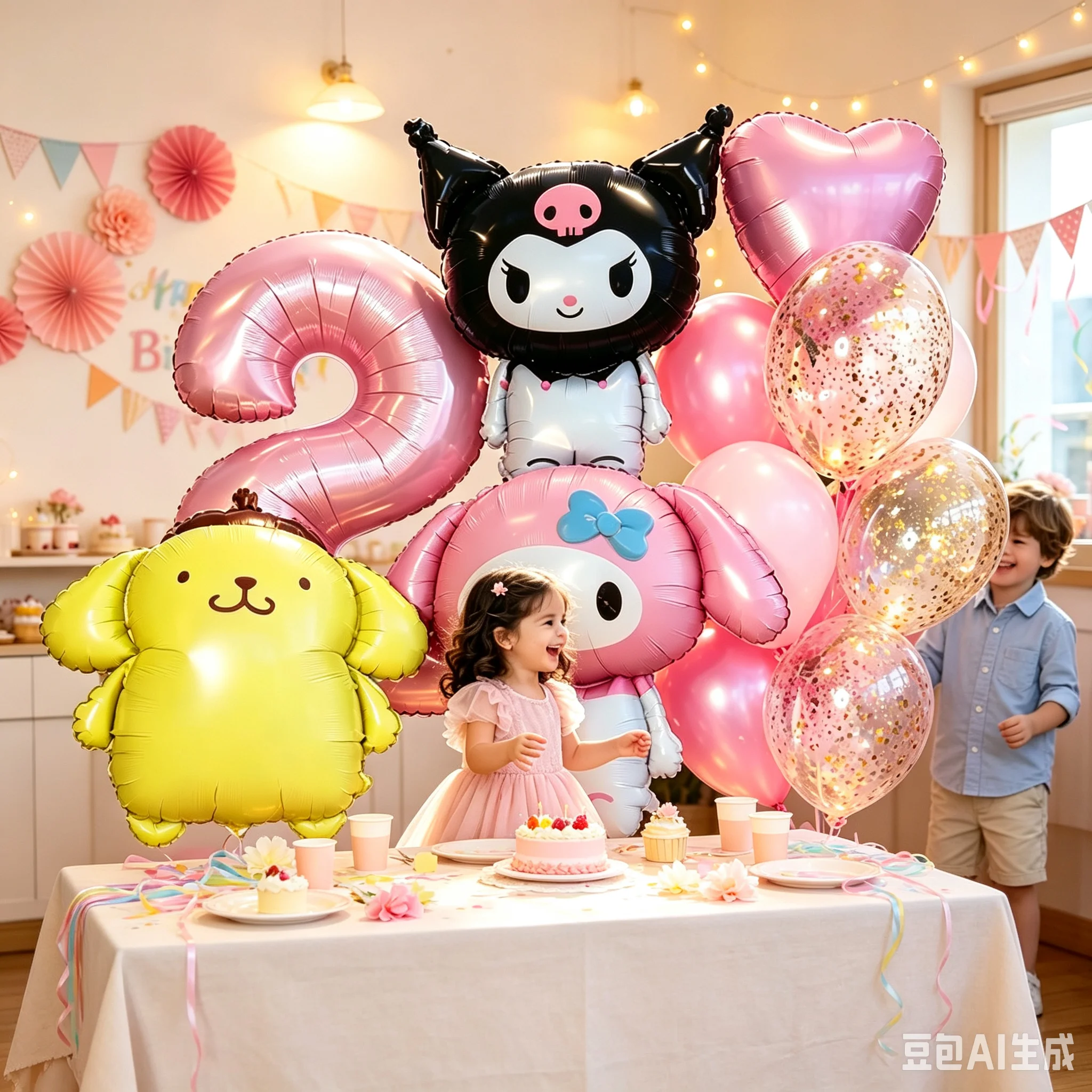 Conference Table Round - Cute Cartoon Kuromi My Melody Balloon