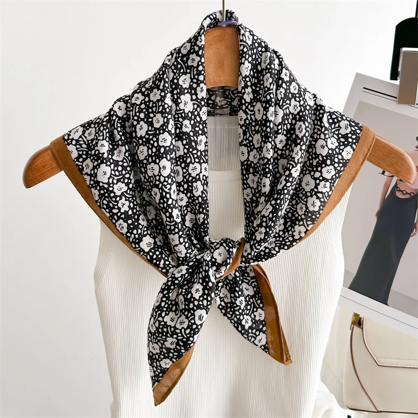 New Print Silk Square Women Neck Scarf Wrap Headkerchief Beach Hair Band Women 65*65cm Bandana Ribbon Hairband Neckerchief Shawl