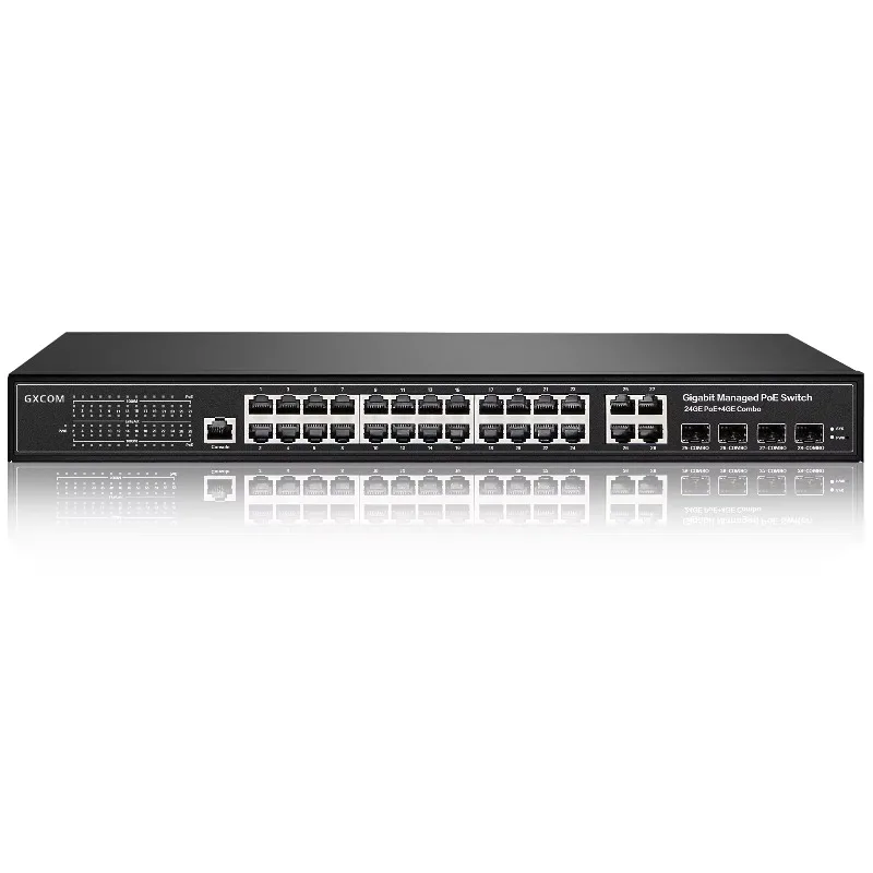 24/32 Port Gigabit Layer 2 Managed PoE+ Ethernet Switch High Power Network Equipment For IP Security Cameras And VoIP IP Phones