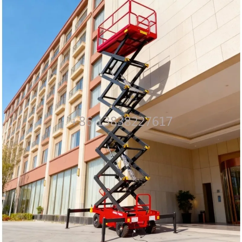 Hot Selling 6m-12m Portable Scissor Lift Hydraulic Aerial Lifting Platform Solid Rubber Tires Corrosion-resistant Highly Durable