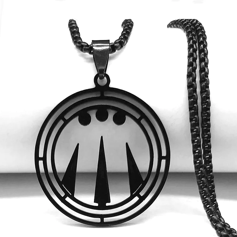 Goth Awen Druid Symbol Sharm Amulet Decal Pin Patch Necklace Men Black Stainless Steel Pendant Necklace Gothic JewelryZZZ7169S03