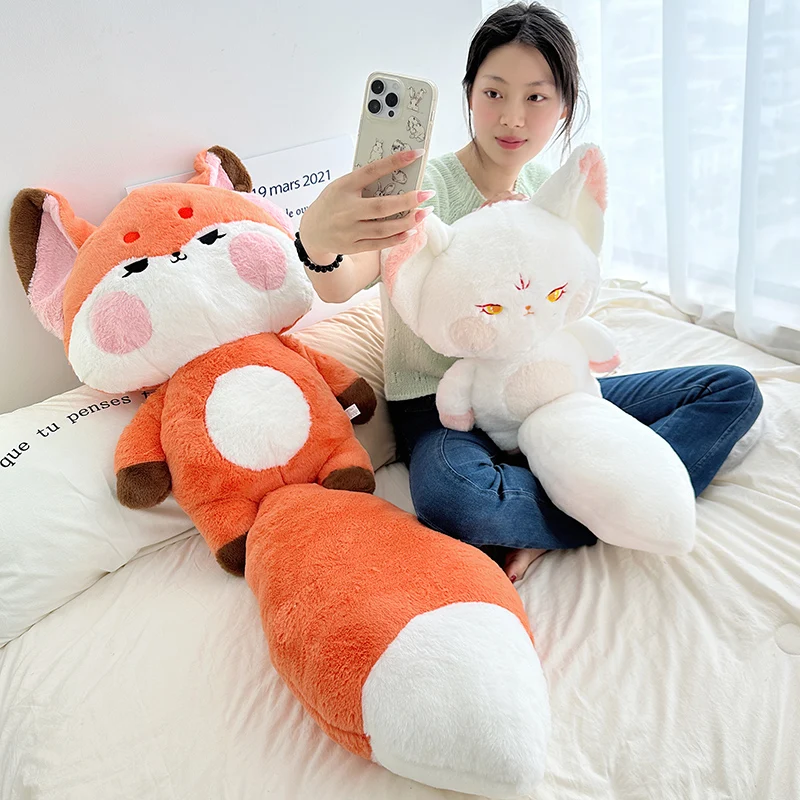 Cute Plush Toy Large Size Long Tail Soft Stuffed Animal Pillow Cartoon Plushie Kids Girls Plush Toys Bedroom Decor Birthday Gift