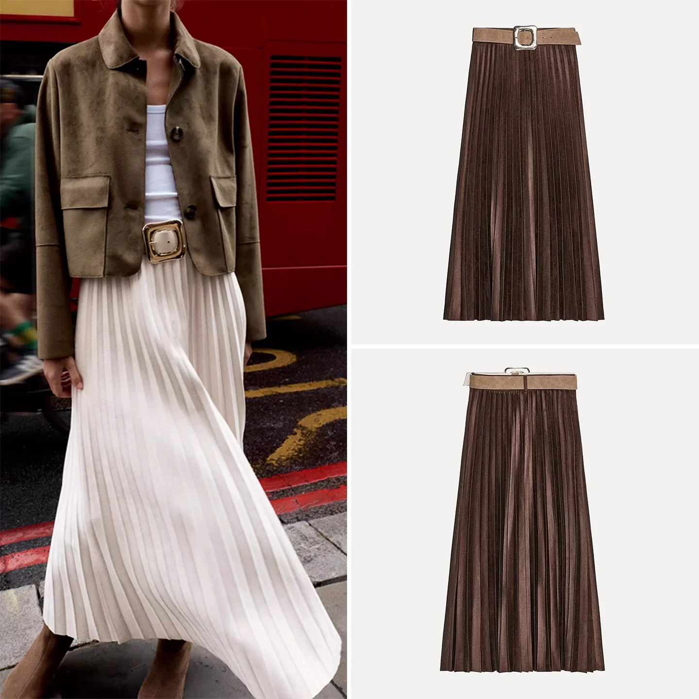 

Женская плиссированная юбка Z Faion с бархатным эффектом и поясом, юбка-миди, повседневная одежда, европейское платье, Новое поступление 2023 года