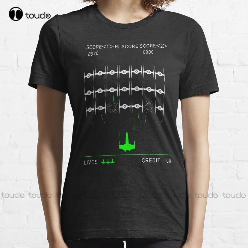 Star Space Invaders Shirt Tie Fighter X Wing Retro T-Shirt Mens Dress Shirt Custom Aldult Teen Unisex Digital Printing Tee Shirt