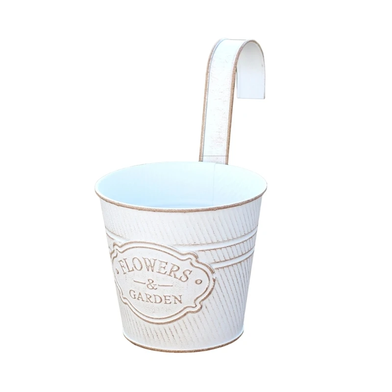 Metal Hanging Flower Pot with Front Badge for Everyday Display Use