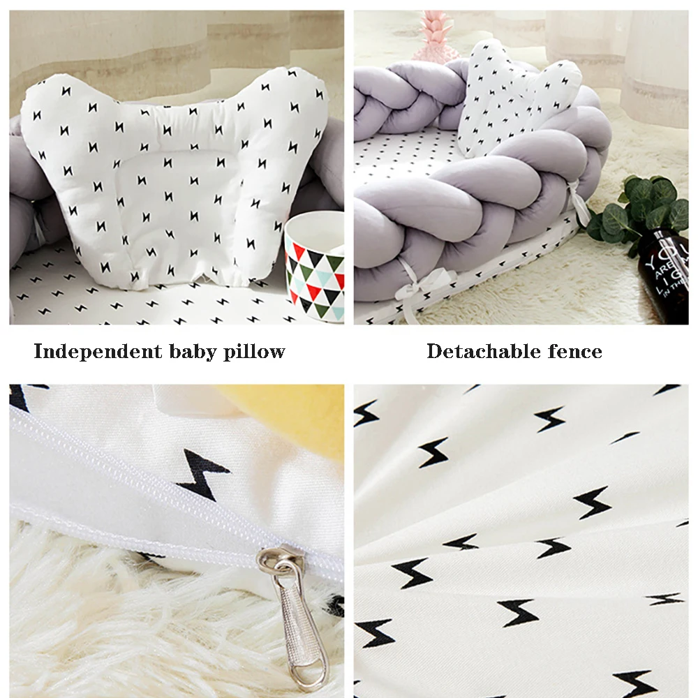 Cotton Woven Portable Baby Bed Pillow Biomimetic Detachable And Washable Crib Three-Dimensional Protective Crib