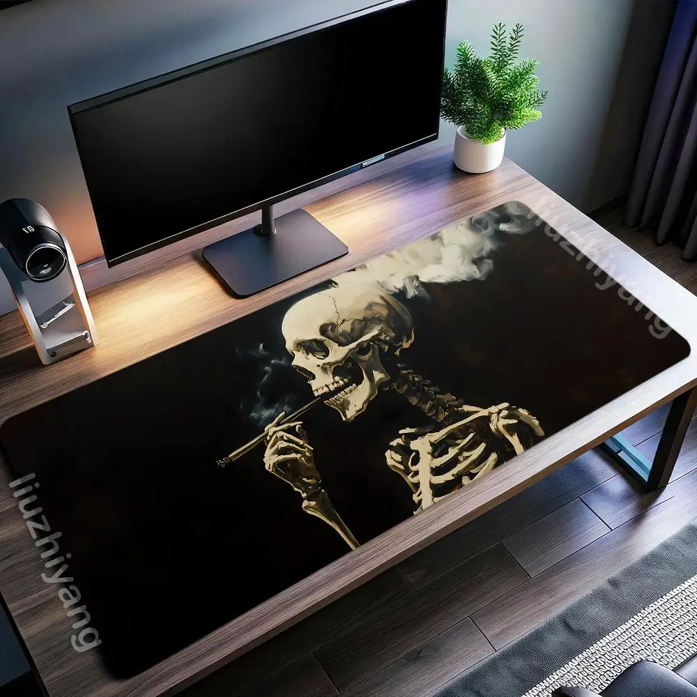 

Коврик для мыши Pipe-Smoking Skull 900x400, очень большой компьютерный офисный игровой коврик для мыши XXL, нескользящий резиновый коврик для игровой клавиатуры и мыши