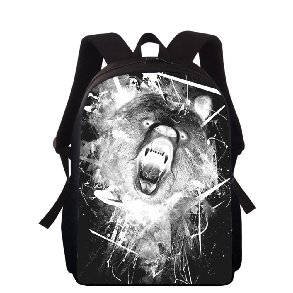 Ferocious Personality Bear 16” 3D Print Kids Backpack Primary School Bags for Boys Girls Back Pack Students School Book Bags