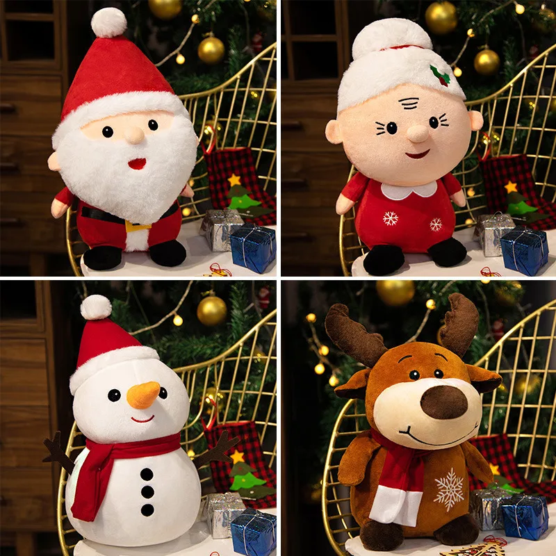 23cm Cute Santa Claus Snowmen Elk Granny Plush Toys Christmas Decor Dolls Stuffed Animals Soft Pillows For Kids