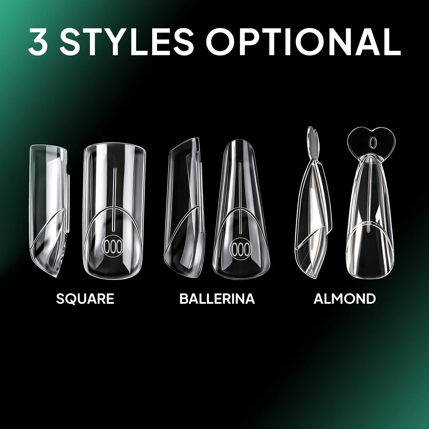 Nailpop 140pcs Almond French Line Nail Dual Forms Clear Acrylic Square Ballet Shape Nail Extension Professional Dual Mold Salon