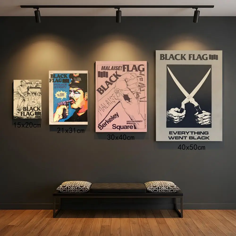 Blackflag Tour Poster Premium PP-Wandaufkleber – zum Abziehen und Aufkleben, HD-Druck, wasserfeste Heimdekoration