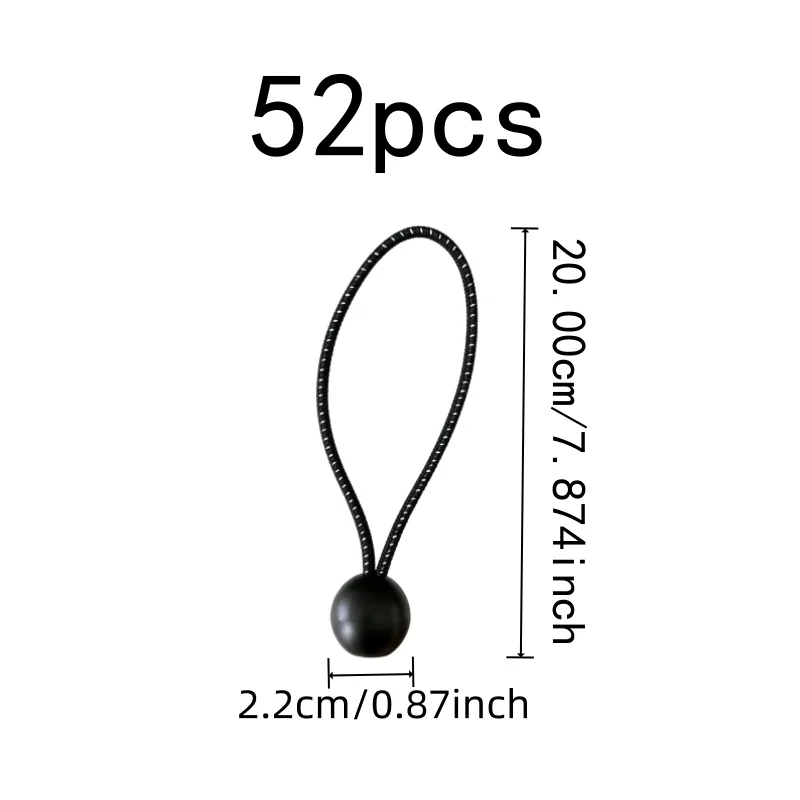 52 pcs 20cm Decorative Elastic Tie Downs for Outdoor Tent Binding, Tough Anti-Deformation, Polka Dot Pattern Design