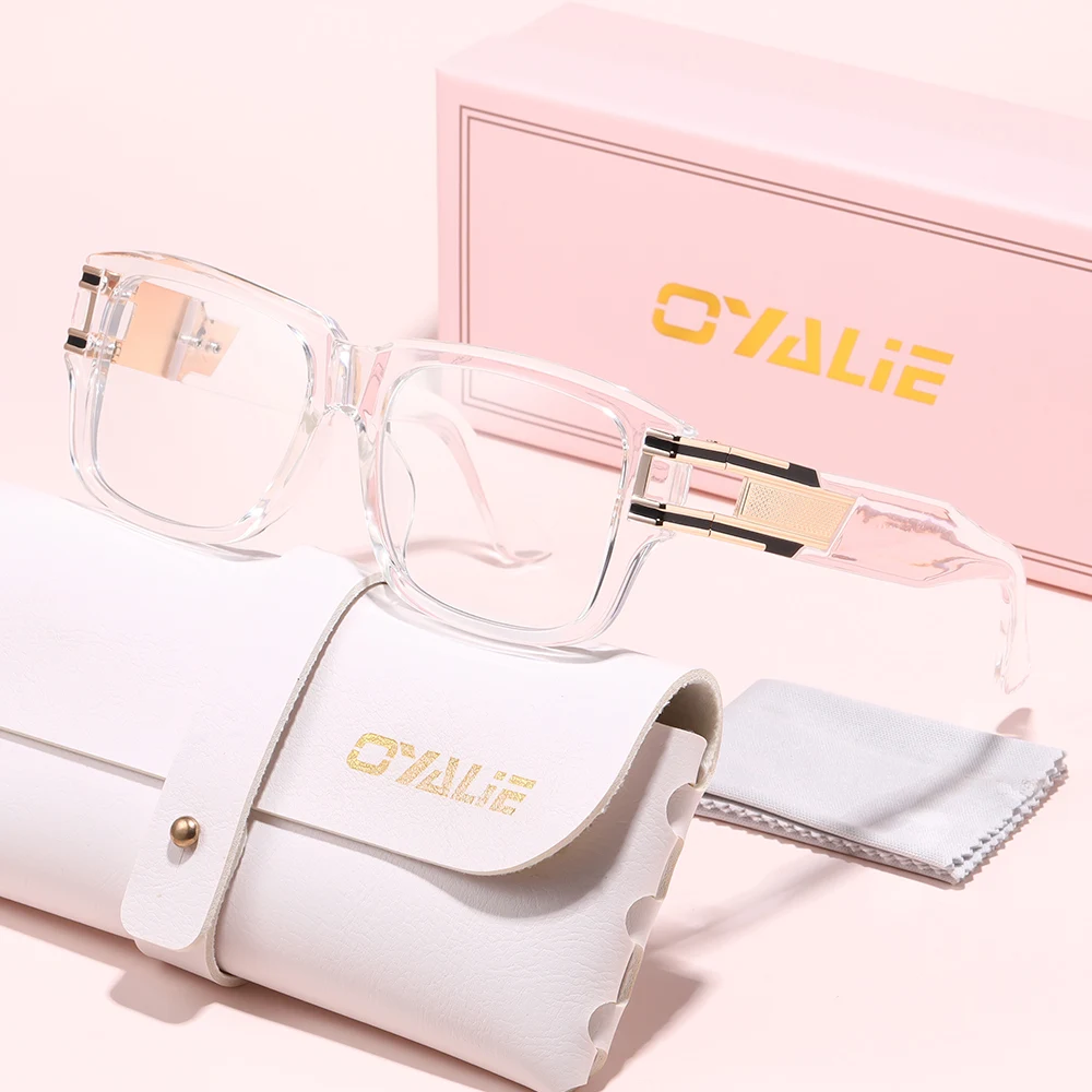 Oyalie Fashionable Square Frame Glasses with Metal Lock Design, Retro Square Frames Suitable for Various Face Shapes, Showcasing Individuality and Trendiness