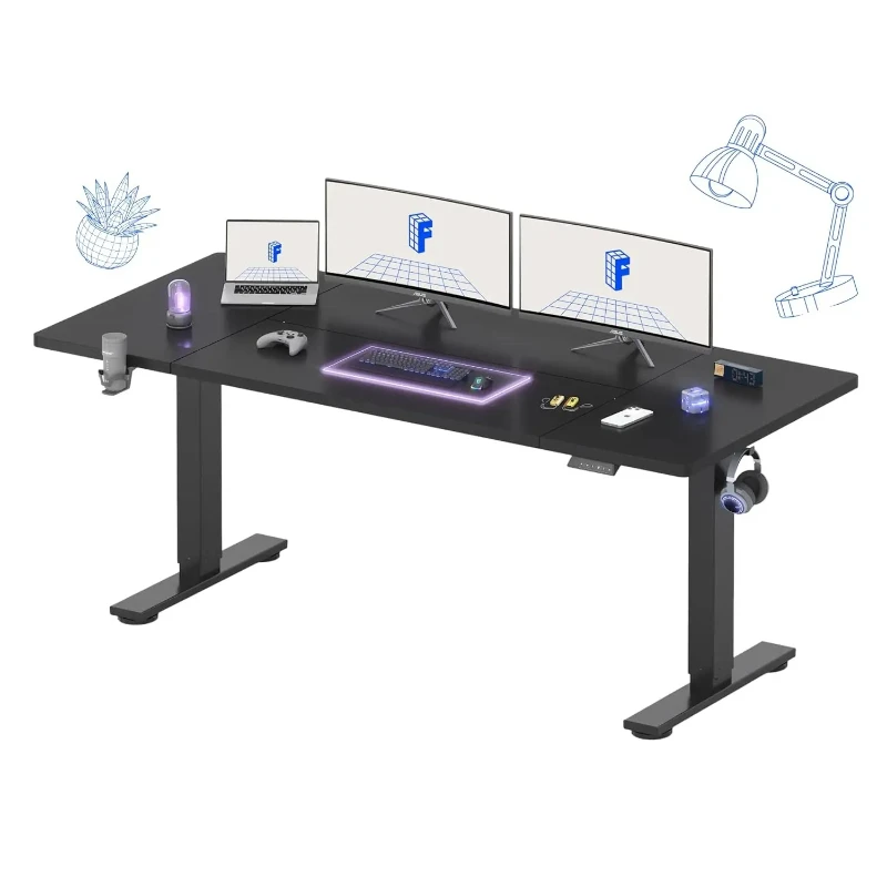 71x32 Inch Electric Large Standing Desk for Home & Office, Spacious Splice Board Desk with Cable Management &, Customized