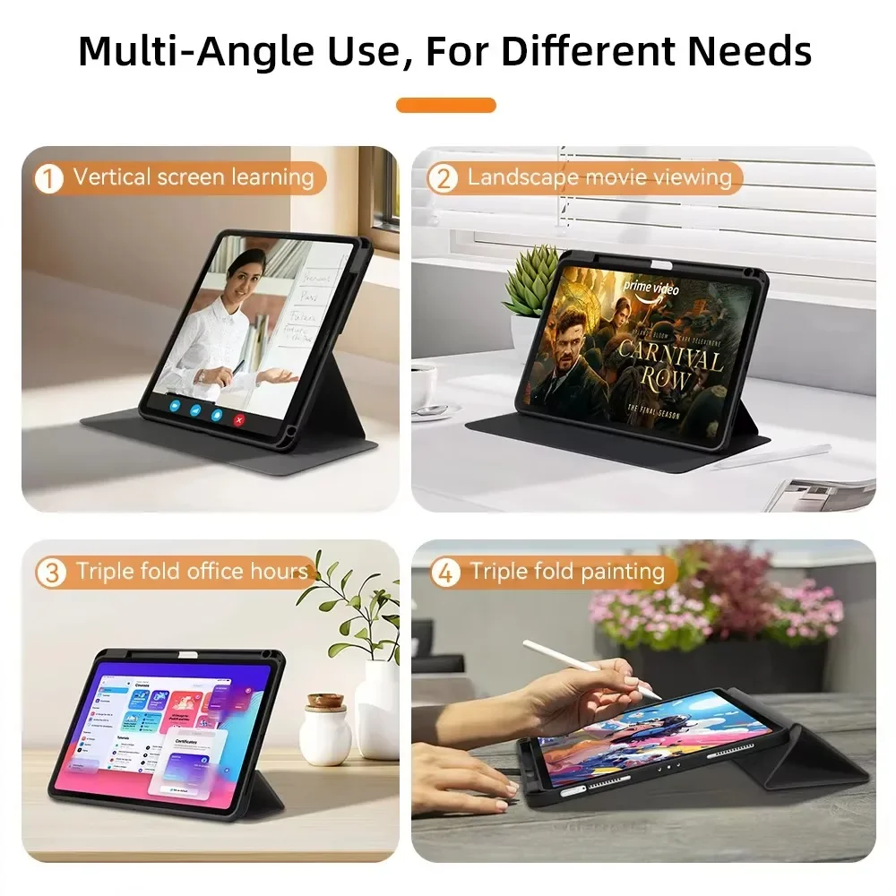 For Ipad Air 5 4 11 2024 10.9 ipad air 11 13 Pro 11 13 2024 10.5 9.7 Cover 10.2 7th 8th 9th Gen 360° Rotation Shell Accessories