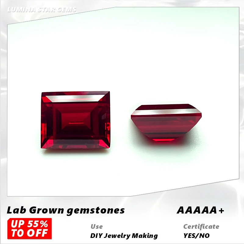 

L-Ruby Right Angled Rectangle Shape VVS1 Lab Grown Gemstone Pigeon Blood Red Color for DIY Jewelry Making Materials Certificate