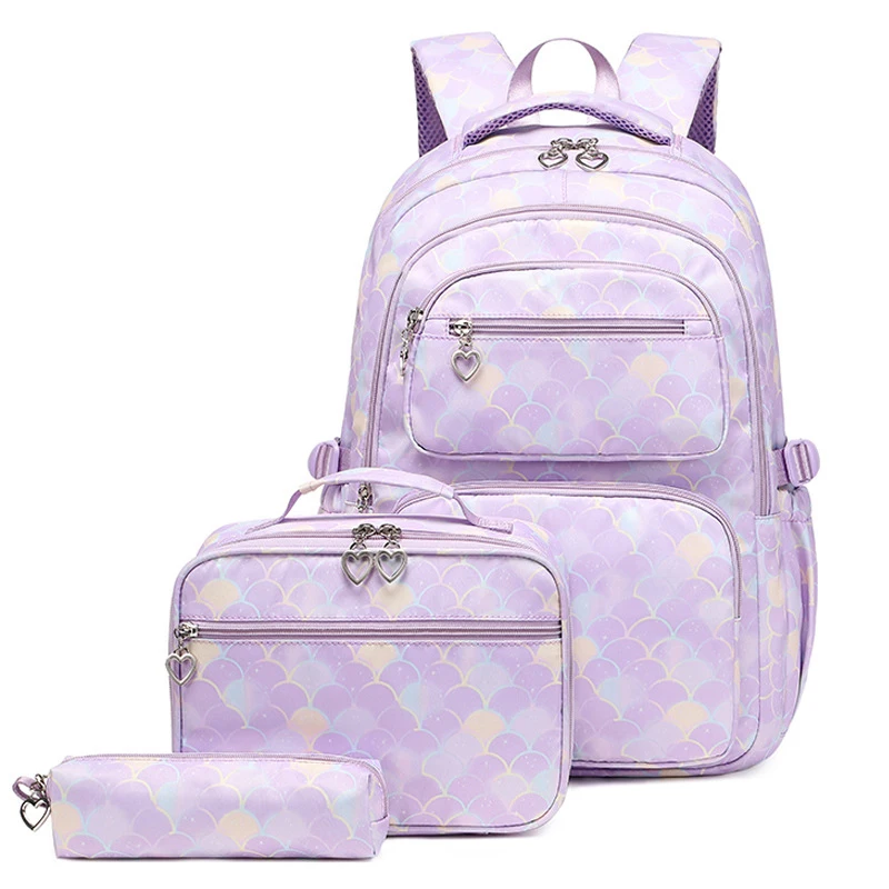 3pcs/set School Backpack For Teenagers Girls Kids Student Backpack Waterproof Children School bag With Pencil Case Lunch Bag