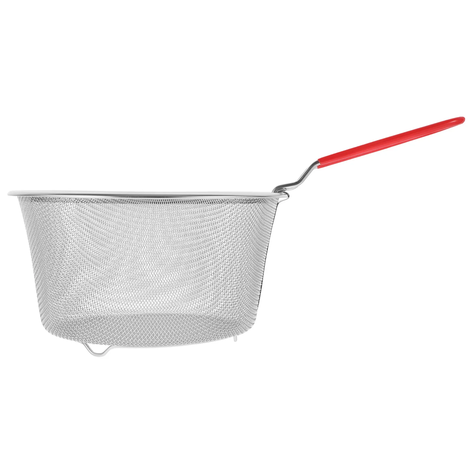 Cesta de acero inoxidable para freír con mango ergonómico, colador de malla para freidora profunda, para patatas fritas, pollo y aperitivos
