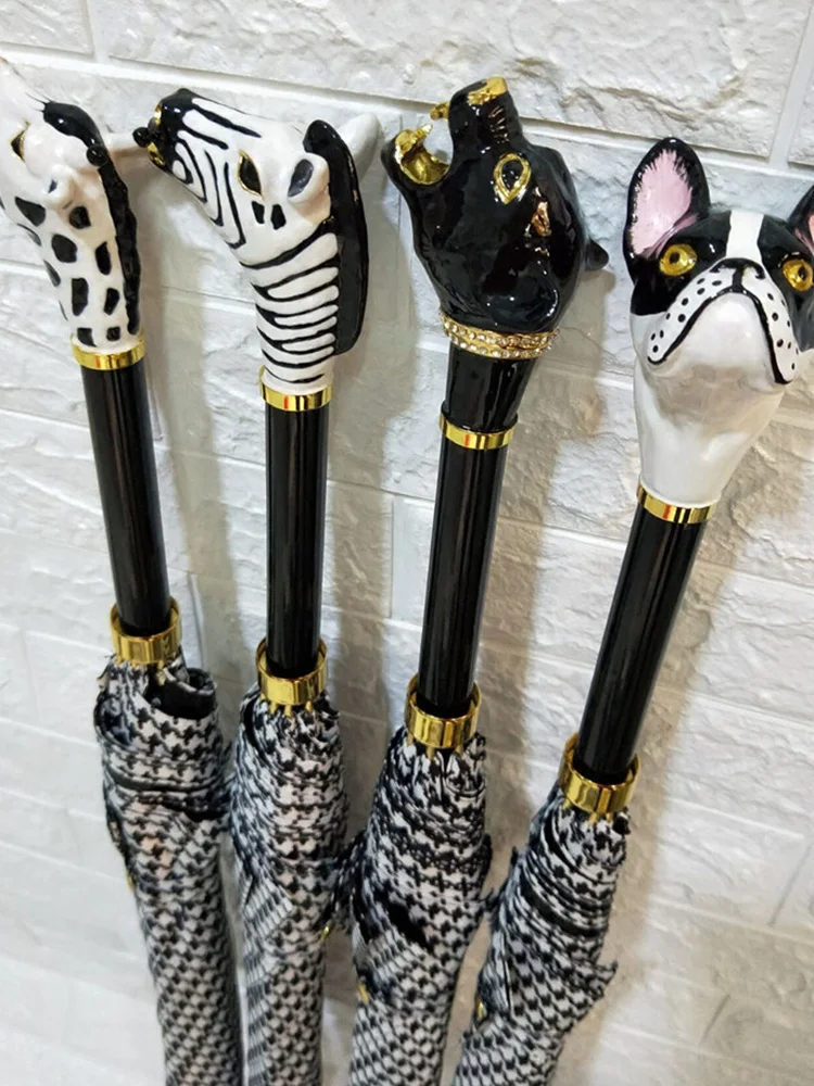 Creative Large Sun Umbrella Windproof Cat Dog Head Kids Umbrella for Girl Rain Women Cute Semi-automatic Umbrellas Paraplu SY320