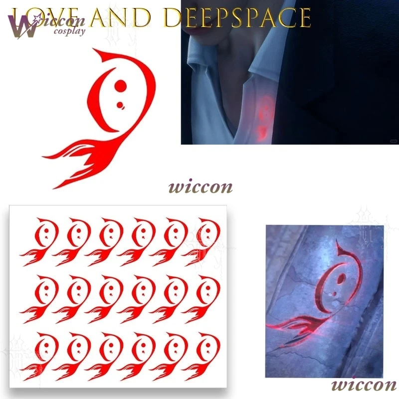 YesOk Game Love and Deepspace Character Rafayel Oath Fish Cos Mark Temporary Tattoo Sticker Set Waterproof Body Cos Party view 2
