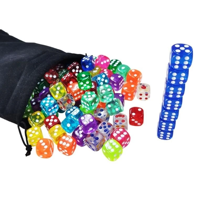 A0KA Colonful Game Dices 14mm ستة من الجوانب Dices Kids Morder Resource Dices