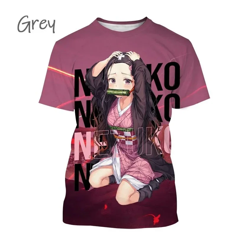 Fashion T-Shirtss Demon Slaye Short Sleeve Hip Hop Harajuku Summer Kamado Nezuko 3D Anime Print T-Shirts Men's and Women's