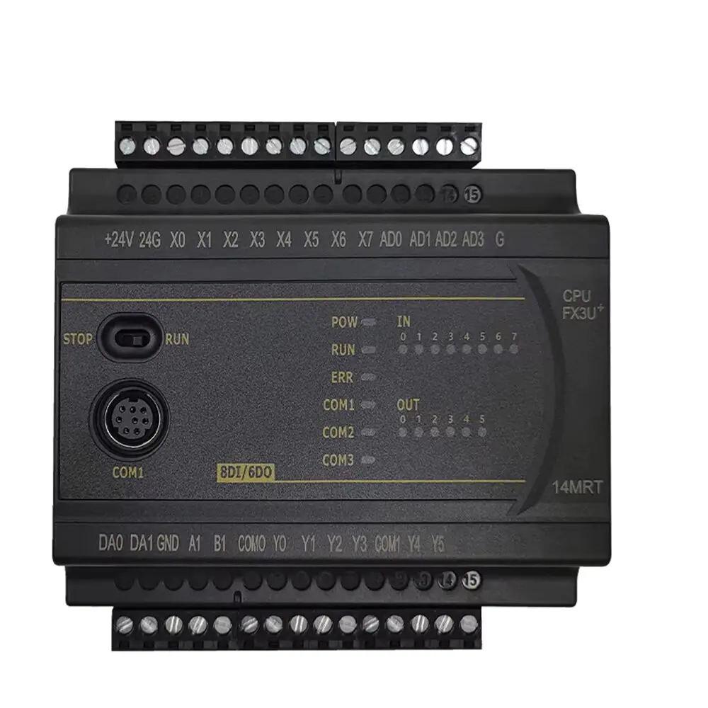 

FX3U 14/20/24/32/40/60 MR/MT 0-10V analog input RS485 MODBUS Relay transistor Output