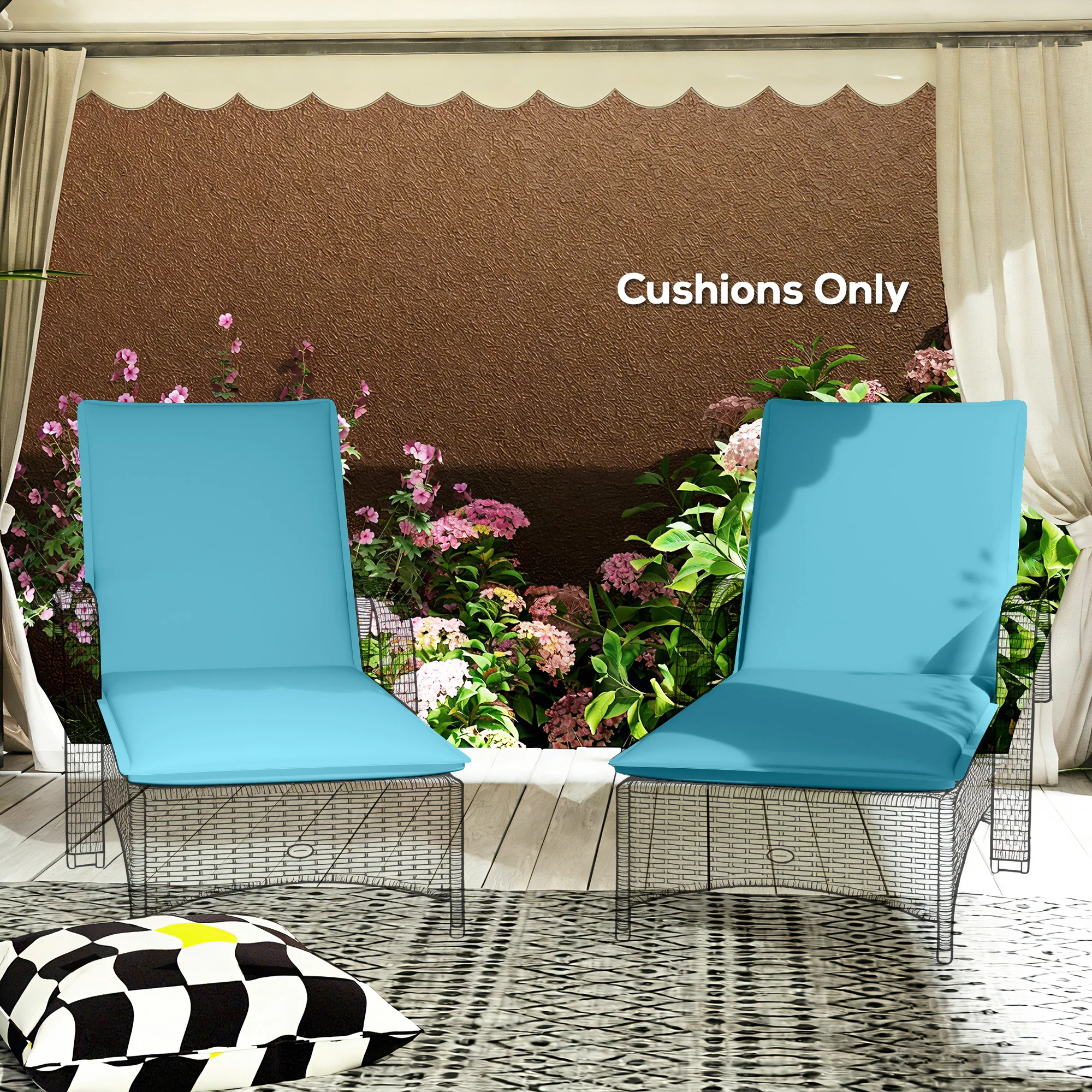 Outdoor Lounge Chair Cushion Set of 2, Foldable Patio Lounge Chair Cushion Set