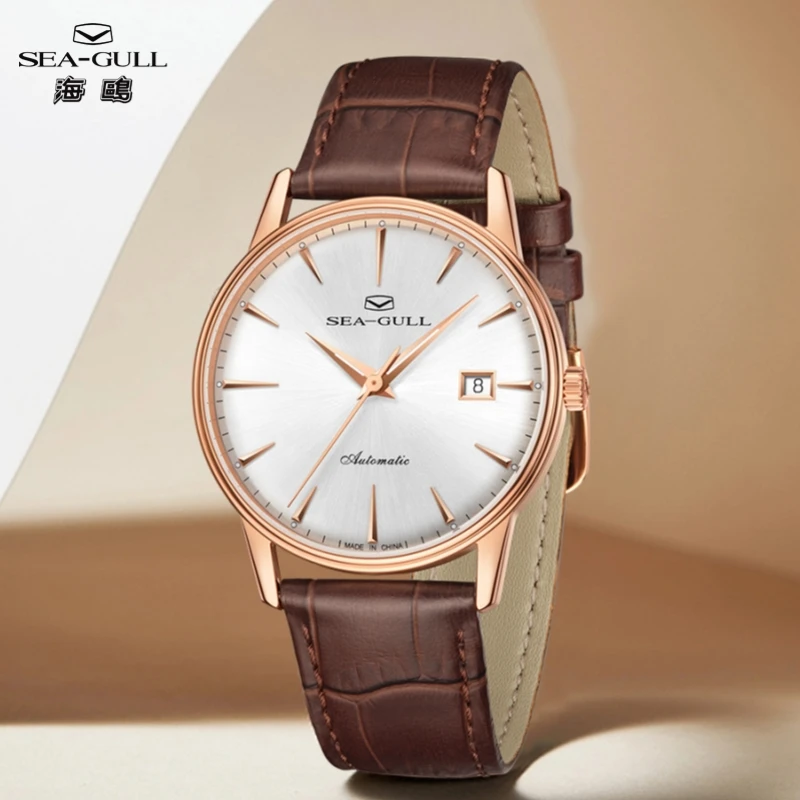 

Sea-Gull Luxury Couple's Mechanical Watch 18K Gold-Plated 9mm Ultra-Thin Automatic Watches 316L Stainless Steel Date Watch 1093G