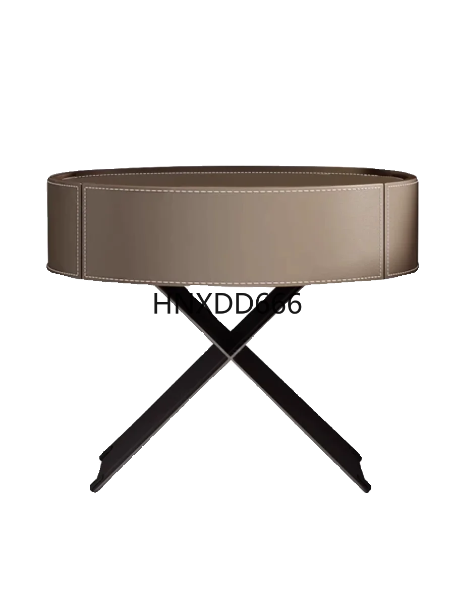 

Итальянский минималистичный седельный кожаный прикроватный столик, овальный прикроватный шкаф для хранения вещей