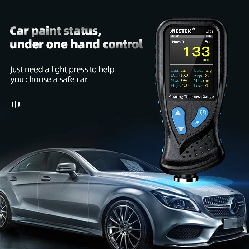 best sell products car Paint Coating Thickness Gauge 0-1500um Fe & NFe probe Coating Meter LCD Thickness gauge With USB charging