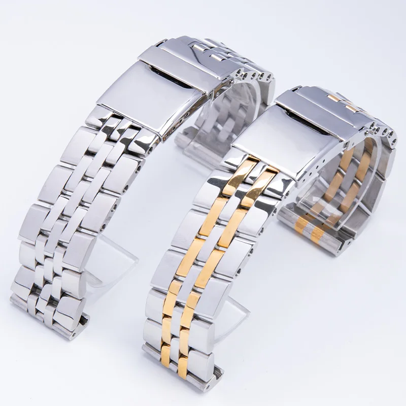 Pasek do zegarka ze stali nierdzewnej dla Breitling A49350 AB 042011   Opaska na nadgarstek 20mm 22mm 24mm srebrny złoty solidny metalowy pasek męska bransoletka