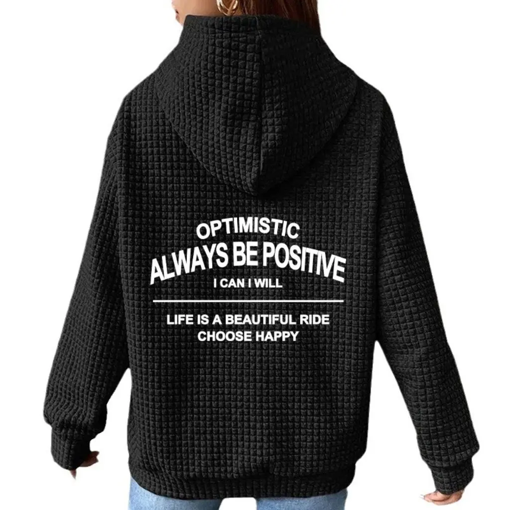 Pull ample à manches longues pour femme, haut gaufré avec lettres imprimées, à la mode, offre spéciale, automne et hiver