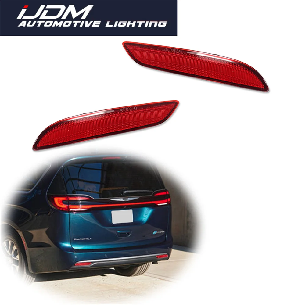 

For Chrysler Pacifica & Voyager 2017 2018 2019 2020 2021 2022 2023 Red LED Rear Bumper Reflector Brake Tail Lights Running Light