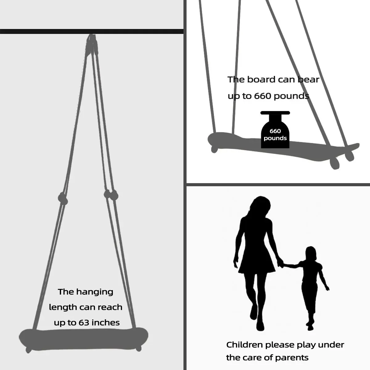 Papan luncur selancar SwingOutdoor taman dekorasi dalam ruangan anak-anak dewasa portabel santai gantung Ke papan ayunan kayu Solid