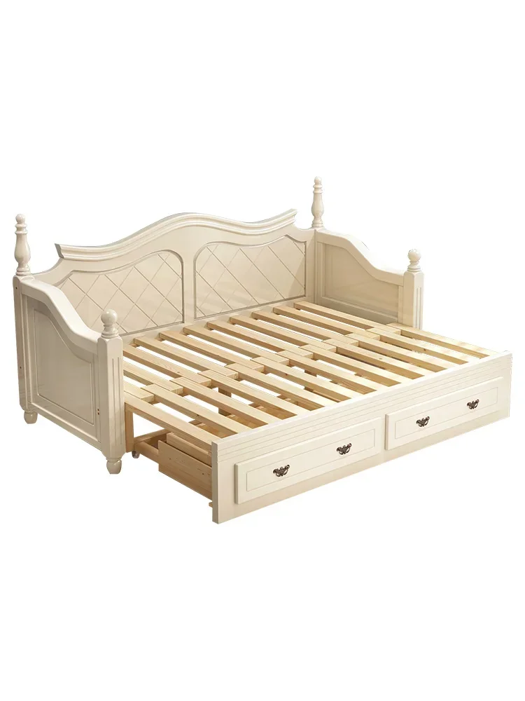 

Solid Wood Living Room Multifunctional Dual-Use Foldable Double American Storage Telescopic Bed