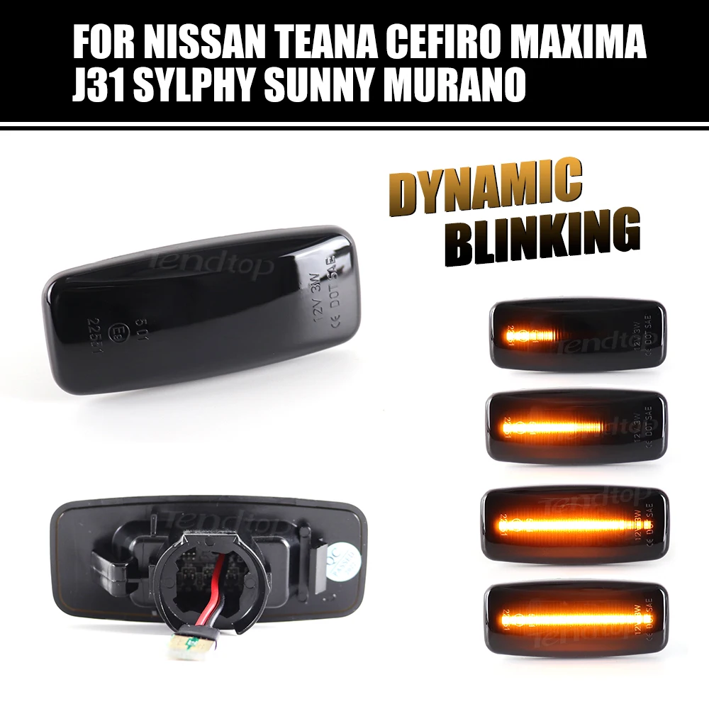 2pcs LED Dynamic Fender indicatore di direzione indicatore di direzione laterale per Nissan Teana Cefiro Maxima J31 04-07 Sylphy Sunny Murano