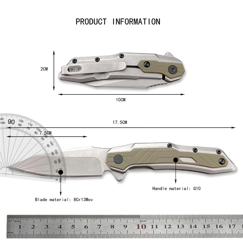 LEEK KS1369 Outdoor Hunting Tactics G10 Handle Camping Hiking Self Defense Survival EDC Pocket Knife