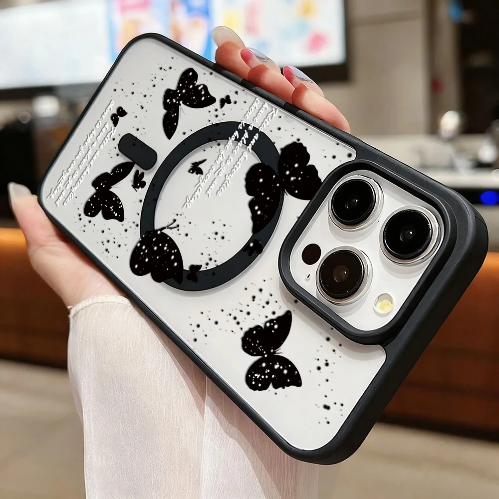 표범 무늬 블랙 투명 폰 케이스 아이폰 16 17 15 13 14 11 12 프로 맥스 에어 아크릴 충격 방지 커버 마그네틱